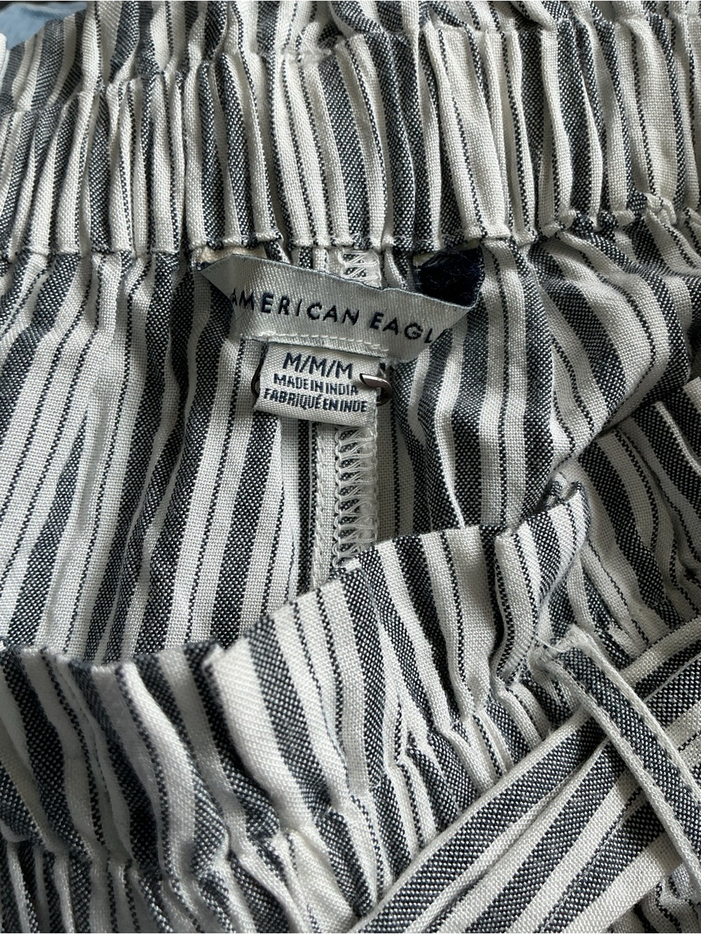 American Eagle Outfitters Wide Leg Black and White Striped Drawstring Pants - Picture 9 of 9